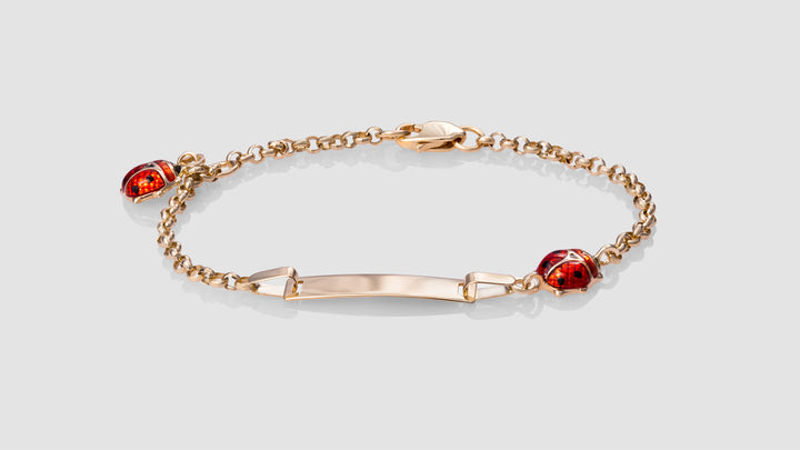 10K Yellow Gold Ladybug ID Bracelet