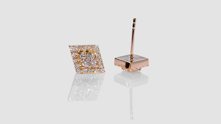 14K Yellow Gold Parallelogram Diamond Earrings