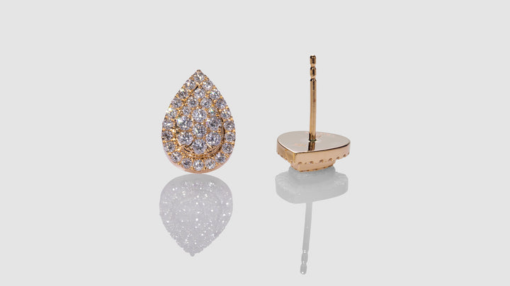 18K Yellow Gold Pear Diamond Earrings