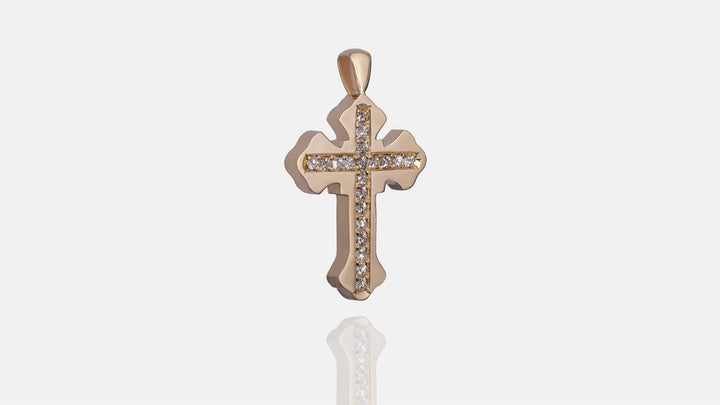 10K Yellow Gold Simple Diamond Cross Pendant