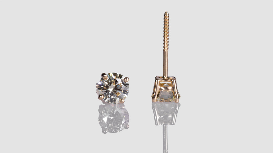 14K Gold Single Diamond Stud Earrings